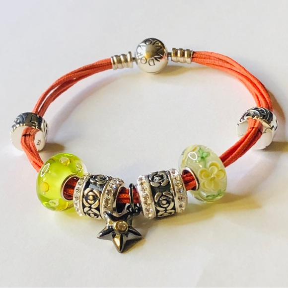 Pandora Multi Strand Bracelet with Sterling Silver Charms - Picture 5 of 9